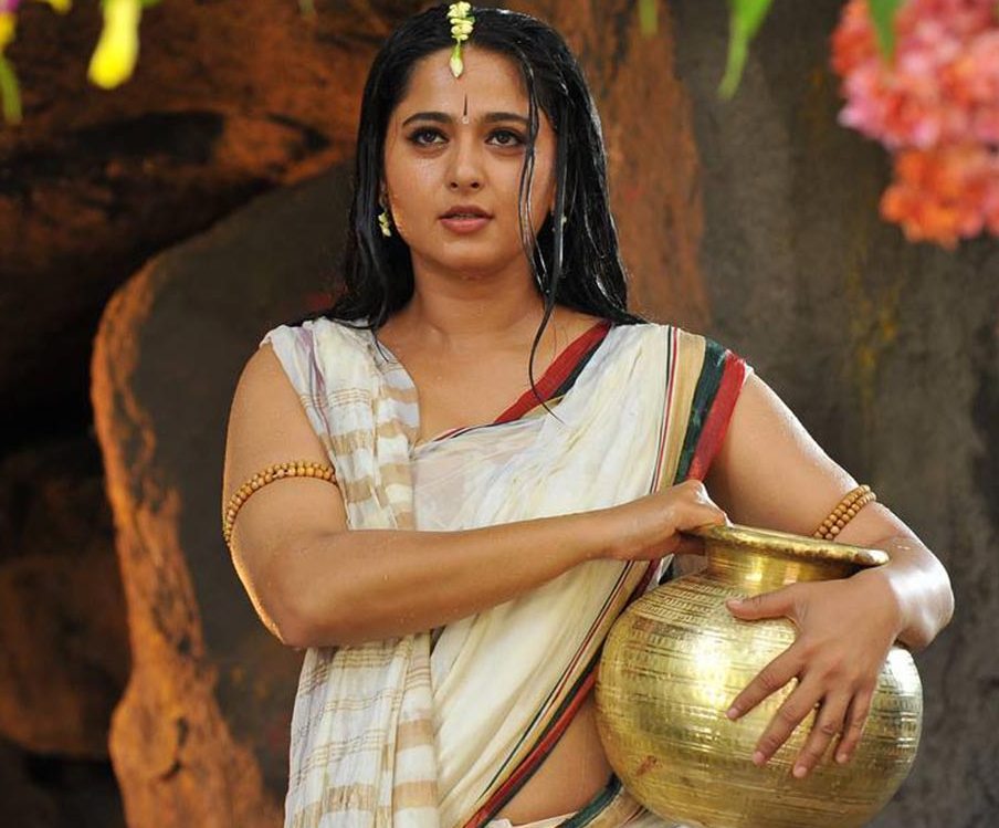 Anushka Shetty Hot Looking Photos In Wet White Saree Anushka In Om Namo Venkatesaya X
