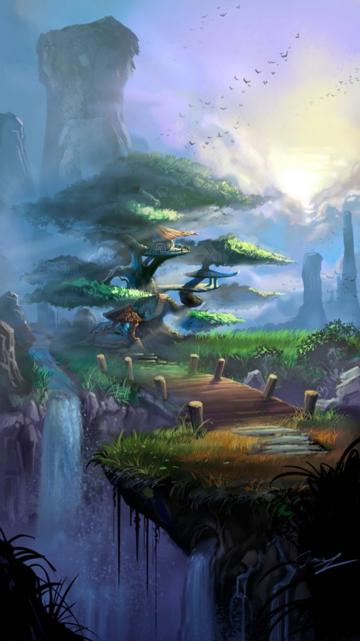 Wallpaper For Iphone - Beautiful Fantasy Landscape Art - HD Wallpaper 
