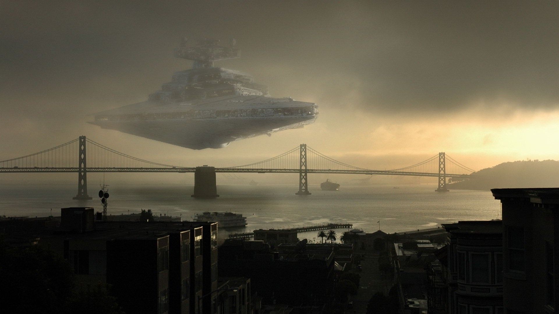 Spaceship, Landscape, Star Wars, San Francisco Wallpapers - Star Wars Wallpaper Landscape - HD Wallpaper 