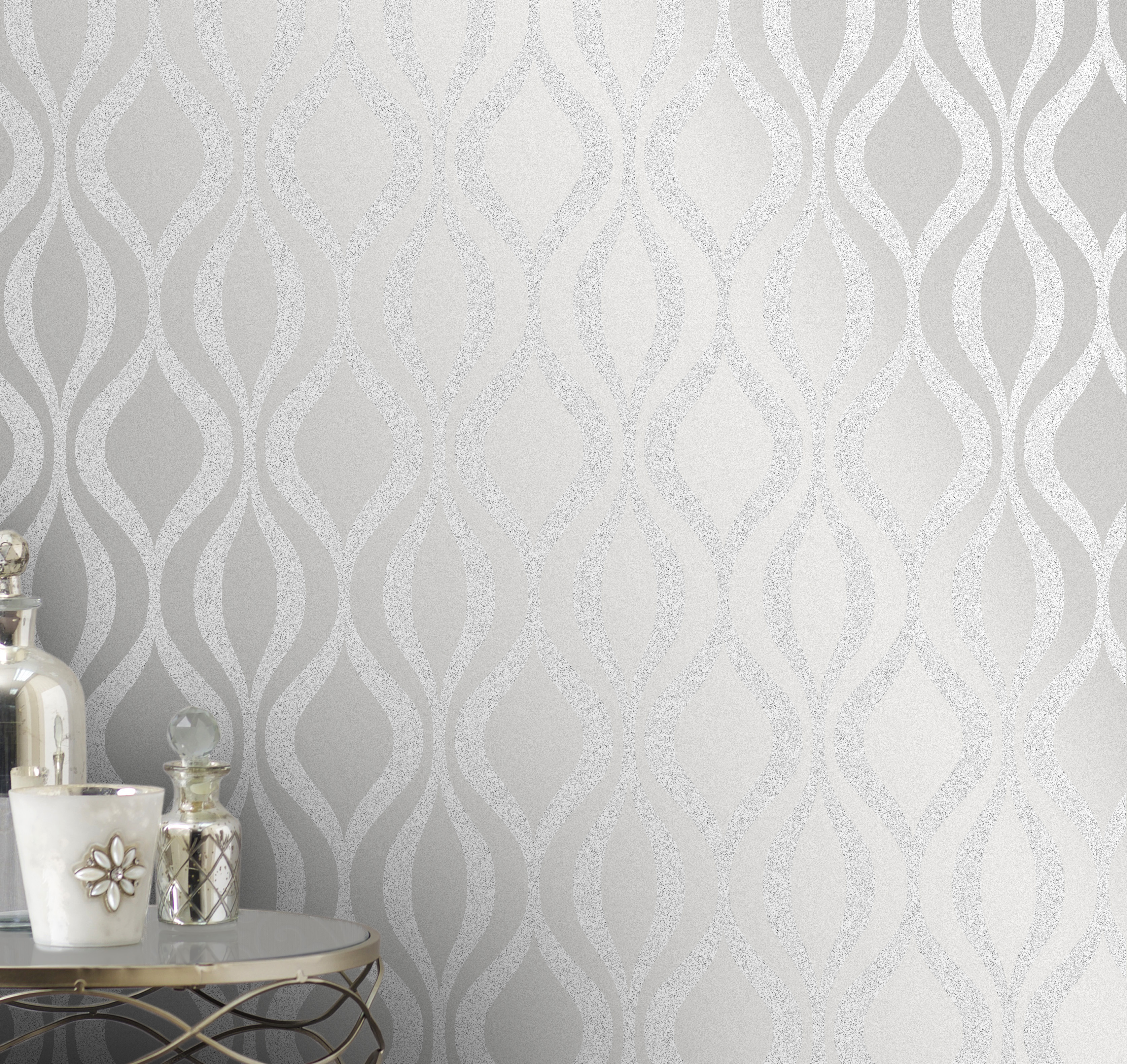 Fine Decor Monaco Geo Wallpaper Fd42239 Silver Grey - Fine Décor Monaco - HD Wallpaper 