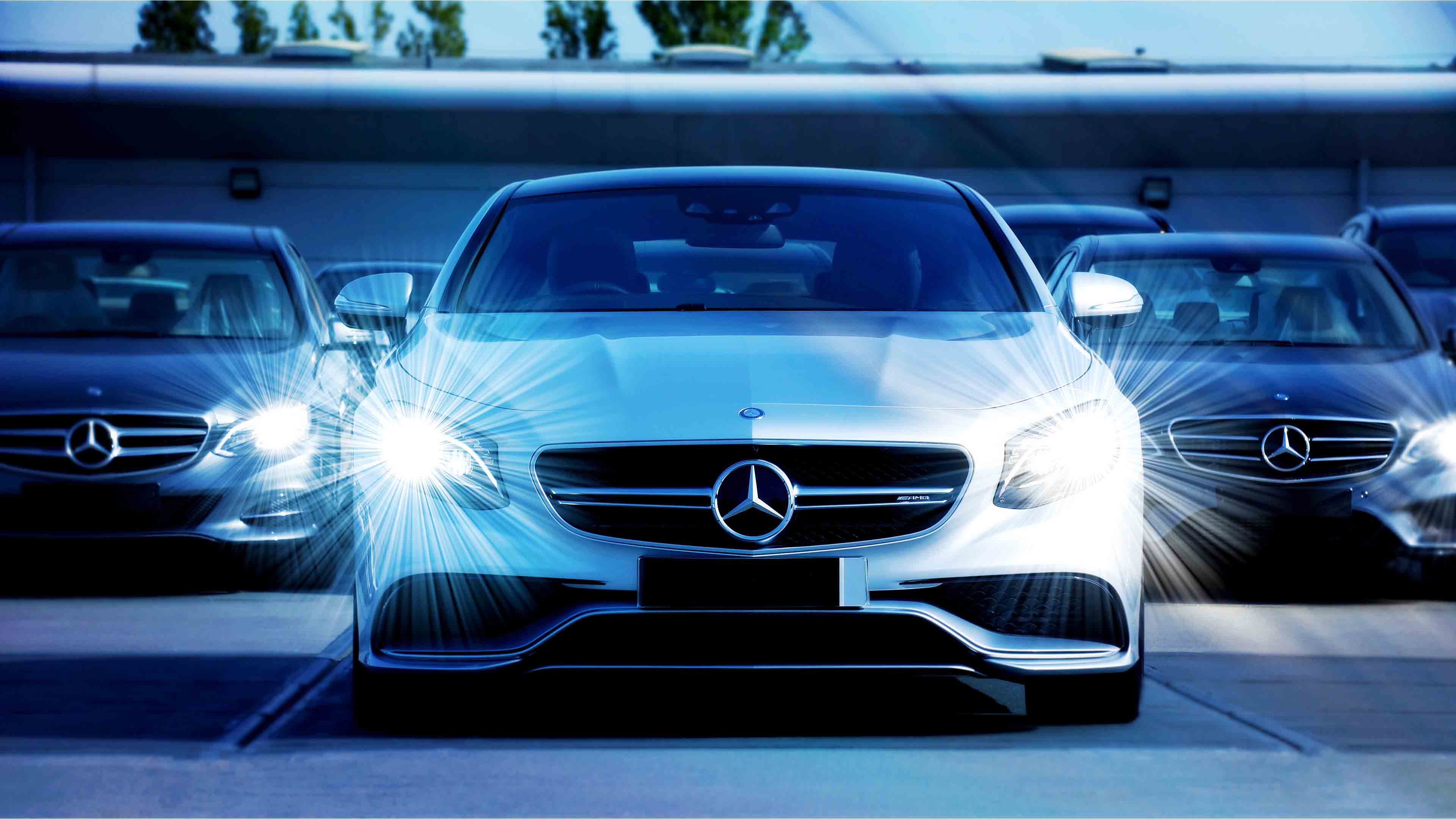 Automobile Cars Headlights Car Wallpaper - Mercedes Benz Photo Download - HD Wallpaper 