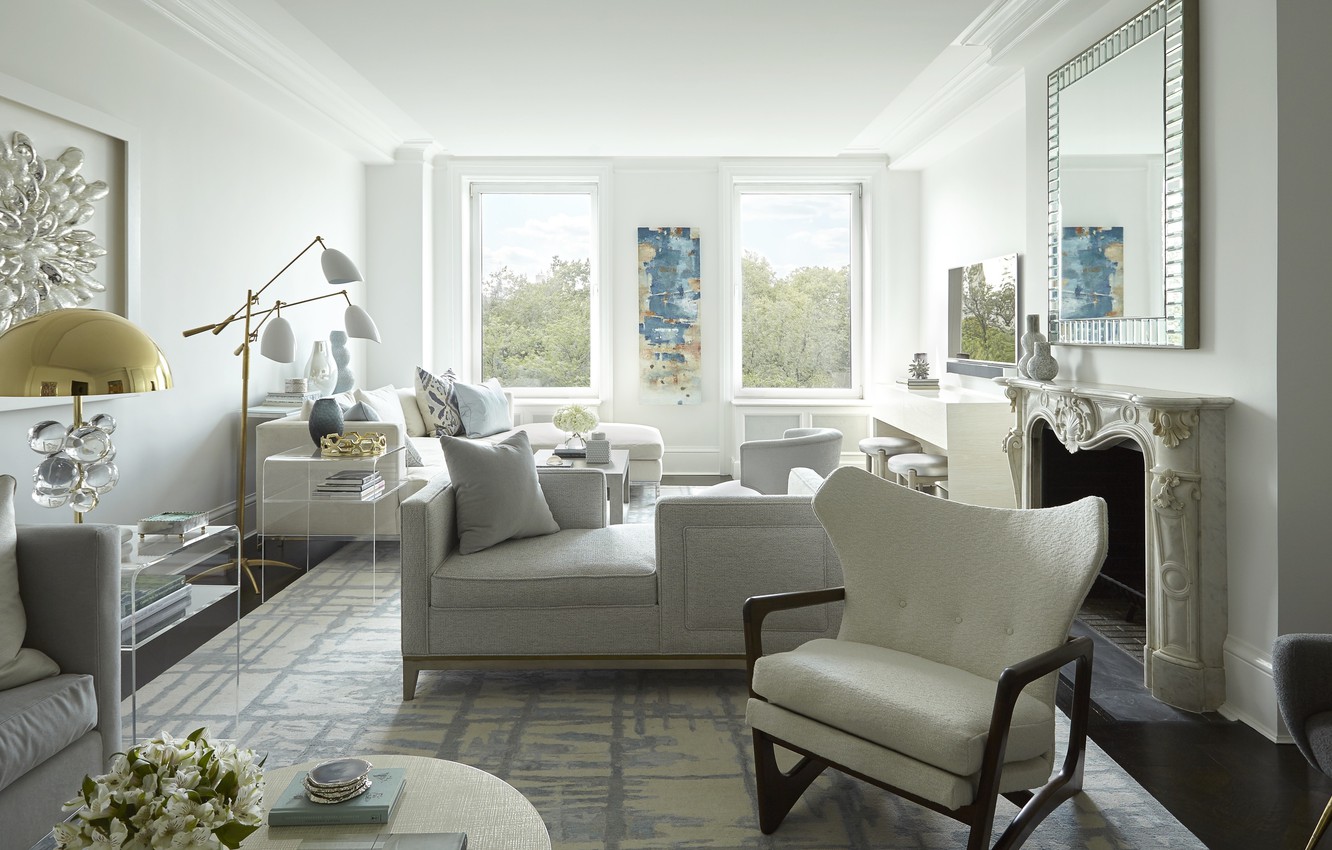 Photo Wallpaper Design, Interior, Fireplace, Living - Living Room Mixed Metals - HD Wallpaper 