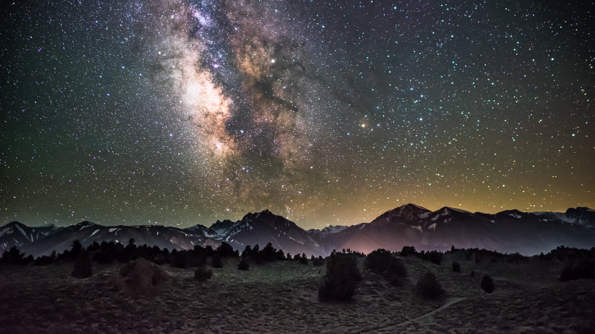 Wallpaper Galaxy, Night, Starry Sky, Mountains - Galaxy Desktop Wallpaper 4k - HD Wallpaper 