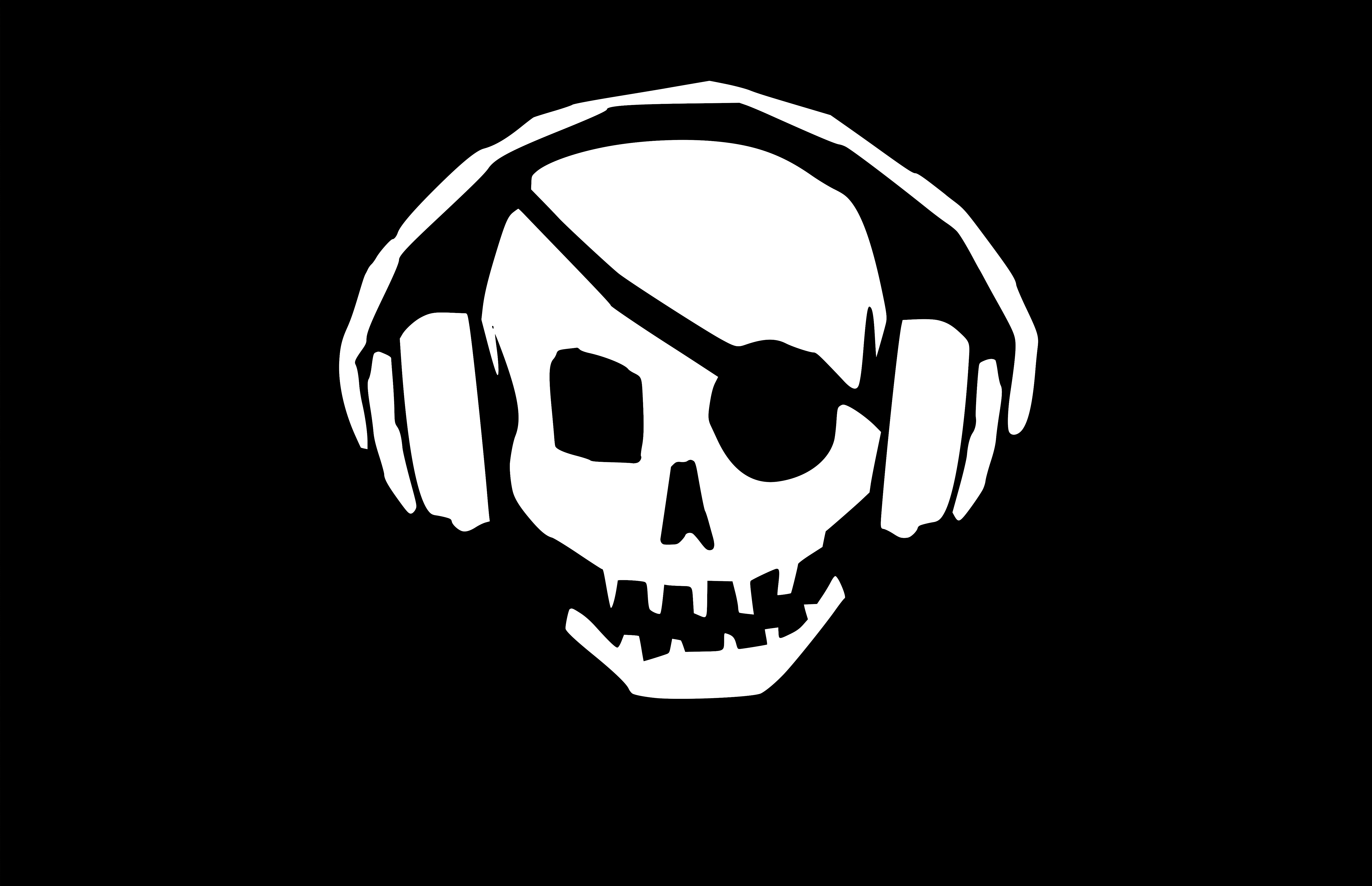 Thumb Image - Skull With Headphones - HD Wallpaper 