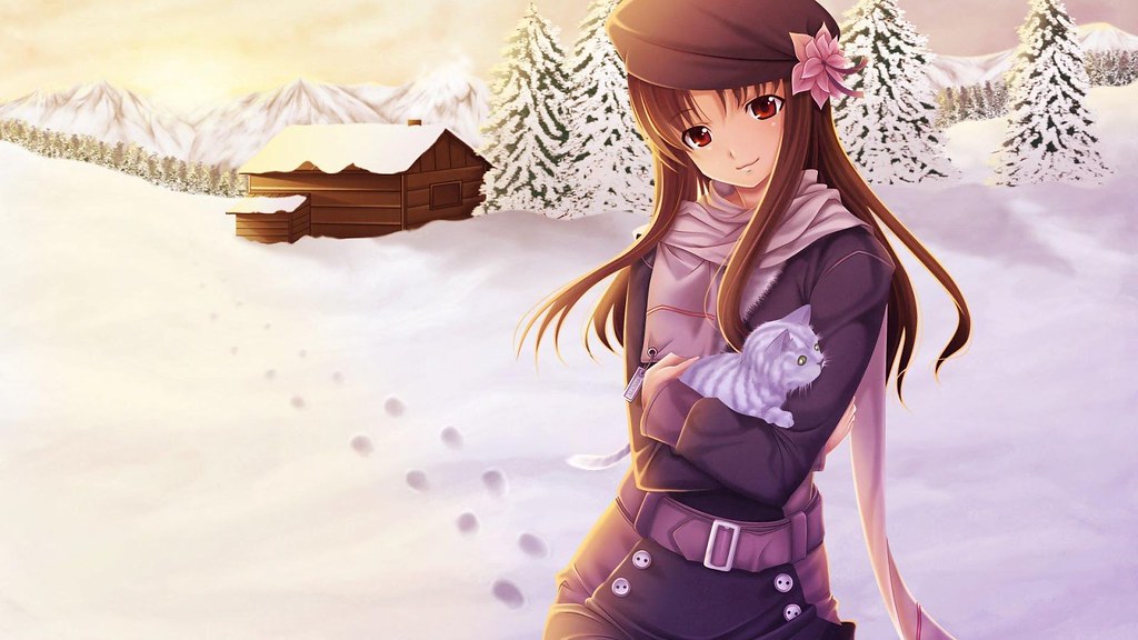 Brown Hair Cute Anime Girl - HD Wallpaper 