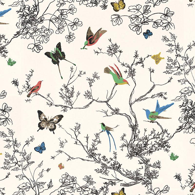 Birds And Butterflies 2704420 Schumacher Wallpaper - Schumacher Birds And Butterflies - HD Wallpaper 