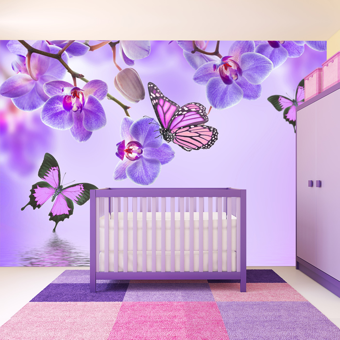 3d Purple Butterfly Wallpaper For Baby Girl Room - Bedroom Wallpaper Design For Girls - HD Wallpaper 