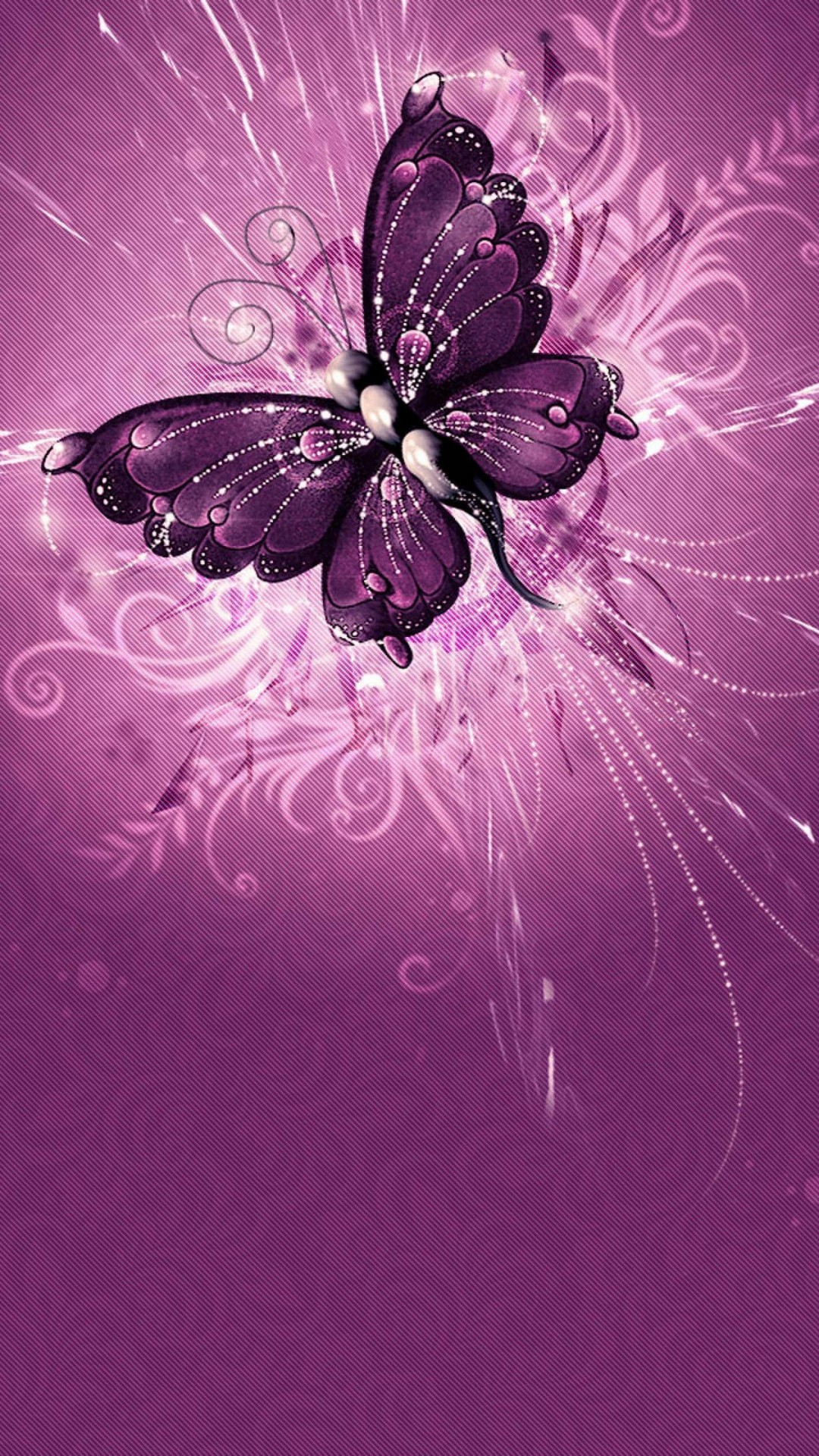 Purple Butterfly Wallpaper For Mobile Android - Pink Sparkly Butterflies - HD Wallpaper 