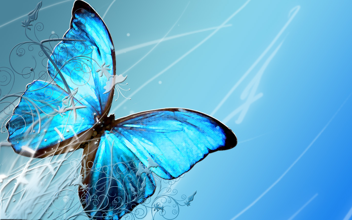 Blue Butterfly Background Design - HD Wallpaper 