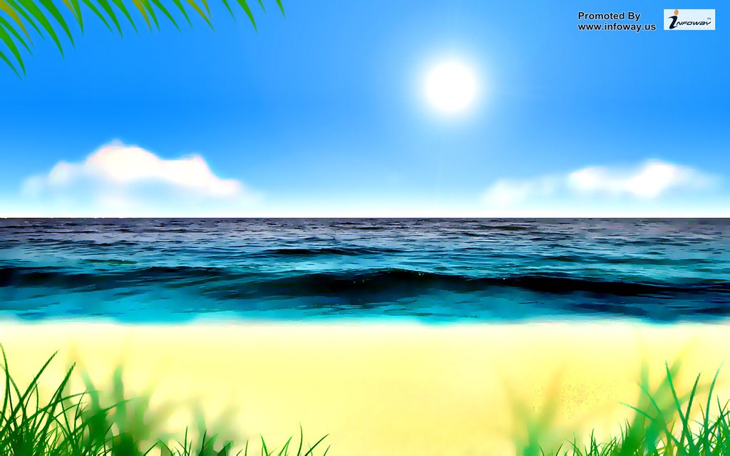 Summer Beach Cartoon Hd 1024x640 Wallpaper Teahub Io