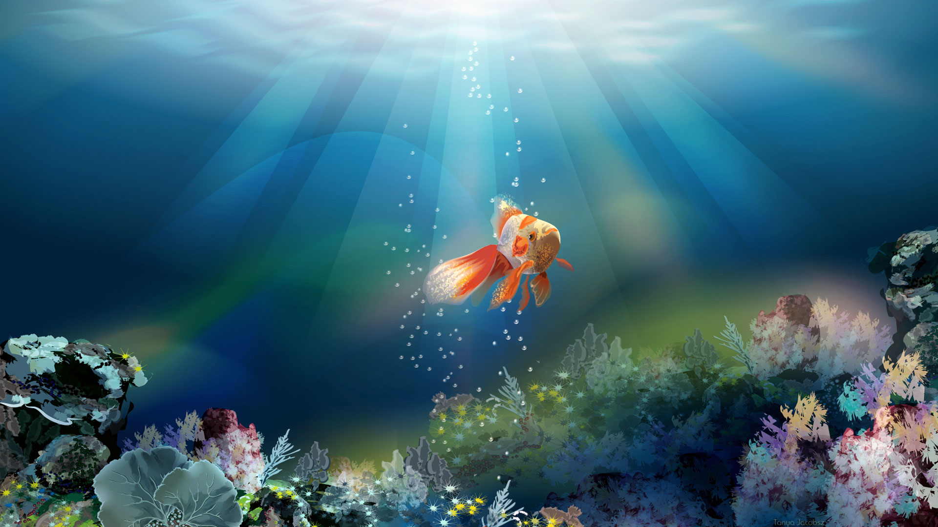 Fish - Gold Fish In Sea - HD Wallpaper 