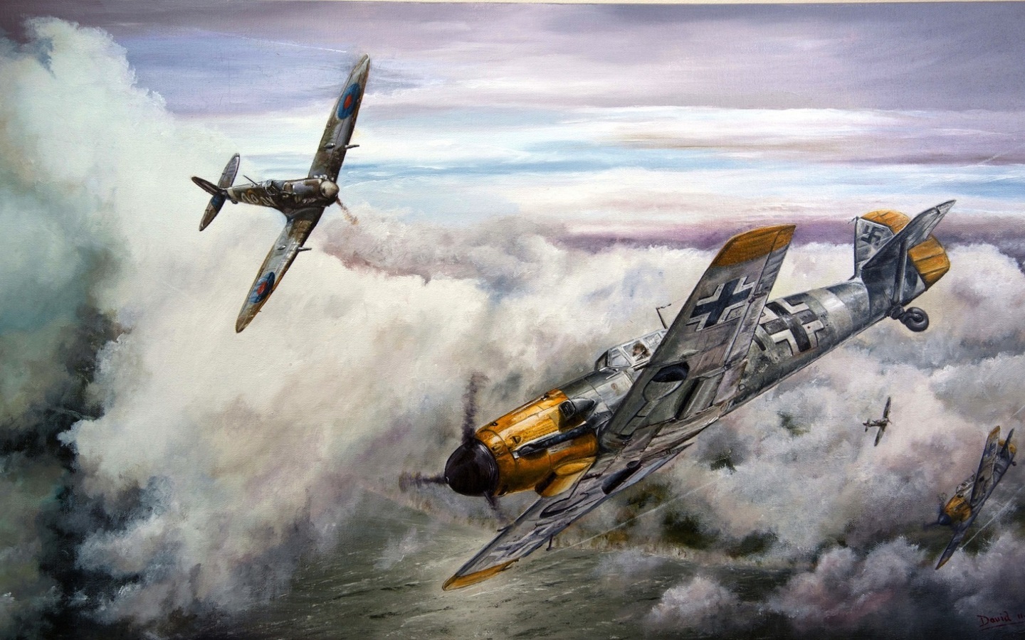 Bf 109, Me 109, Dogfight, War, Spitfire, Aircraft, - Messerschmitt Bf 109 - HD Wallpaper 