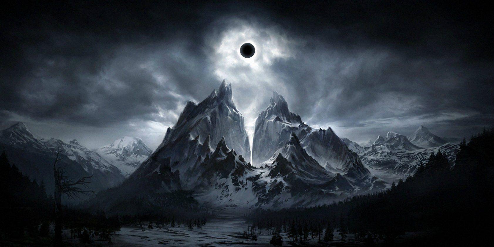 Dark Fantasy Landscape Cool Wallpapers - Dark Moon - HD Wallpaper 