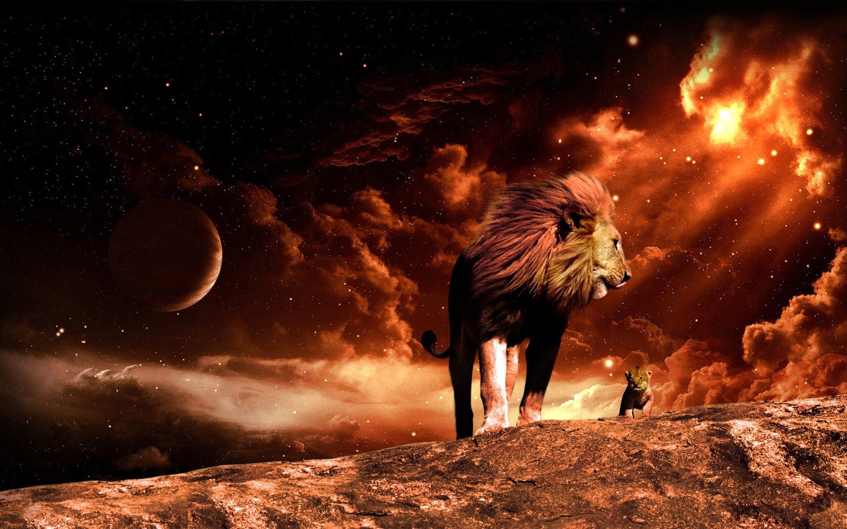 Cats Flaming Sky Beautiful Red Mountain Cub Lion Free - Tomb Of Cyrus - HD Wallpaper 