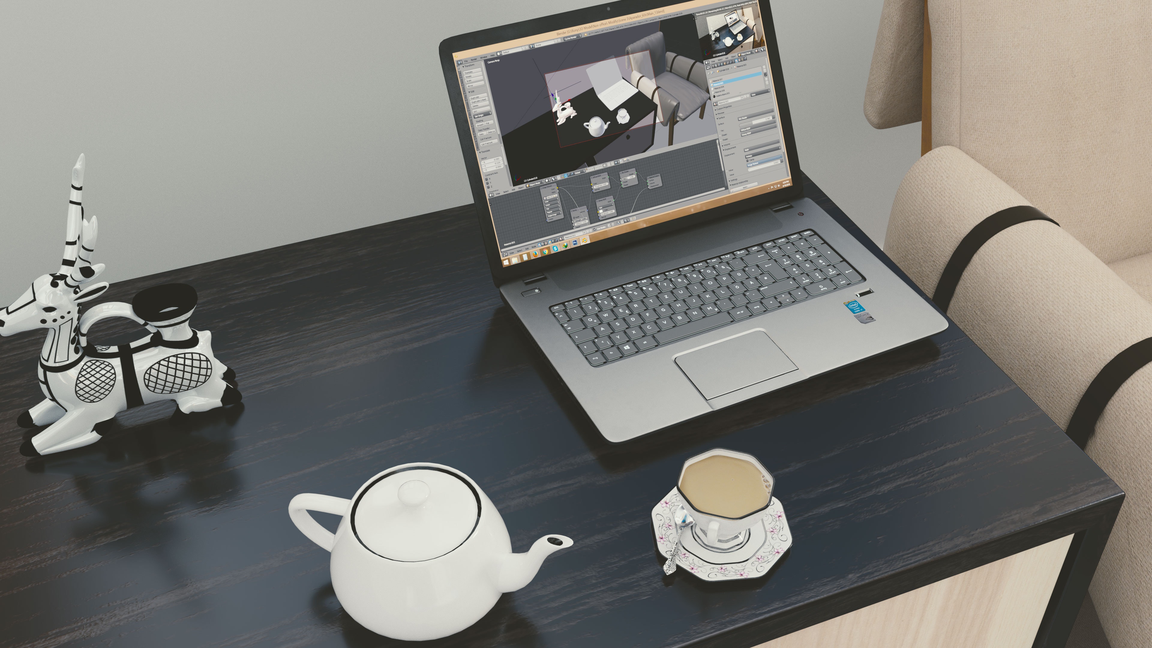 Laptop On Table Hd - HD Wallpaper 