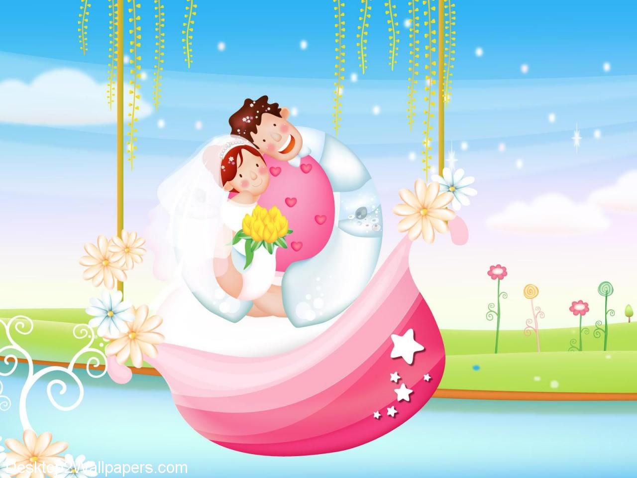 Cartoon Love The Couple Boat Free Hd At 91794 Wallpaper - 2 Marriage Anniversary Quotes - HD Wallpaper 