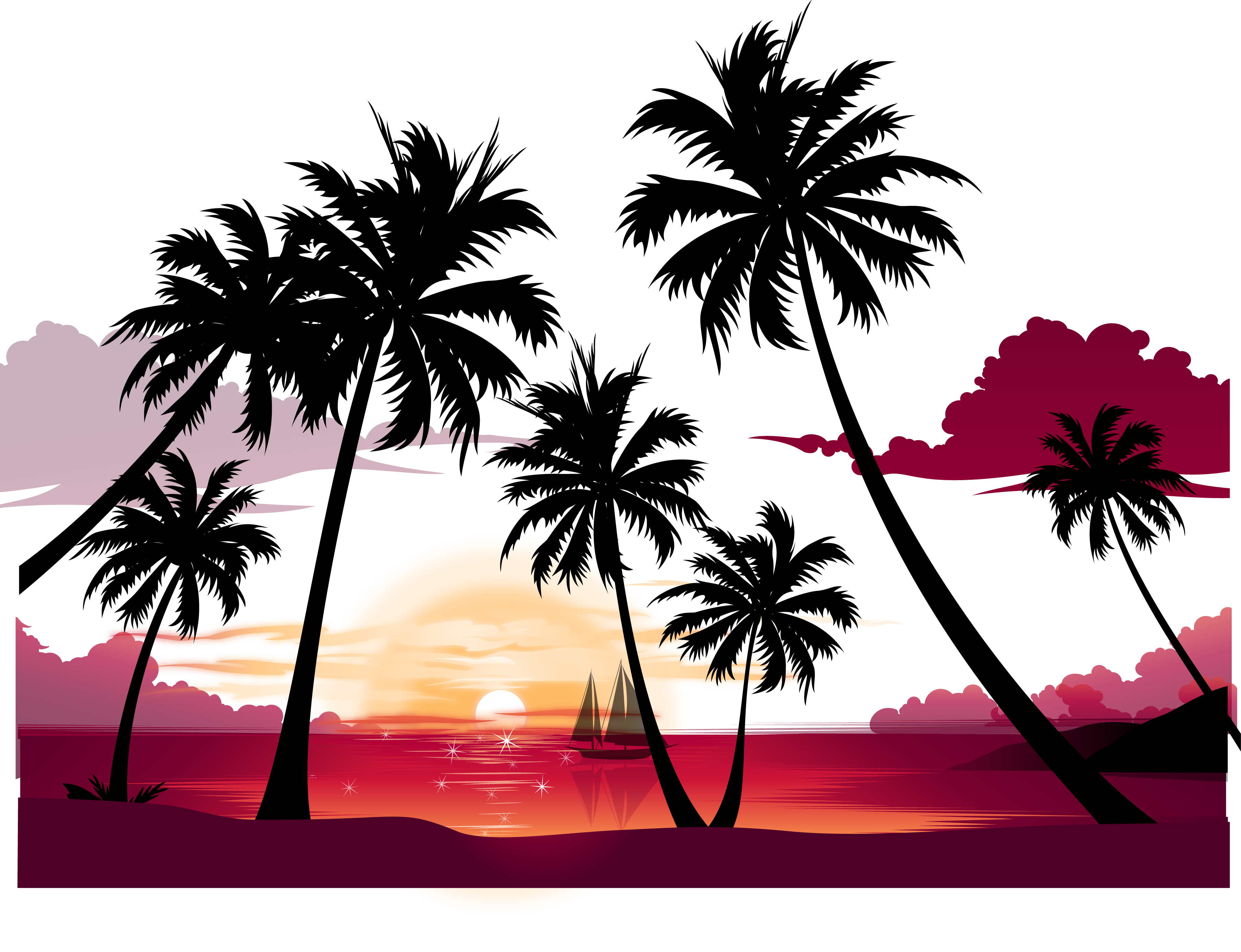 Display Resolution Summer Wallpaper - Coconut Tree Silhouette Png - HD Wallpaper 