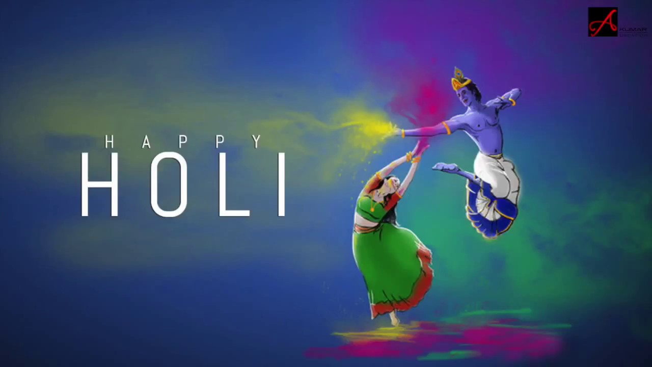 Radha Krishna Happy Holi - HD Wallpaper 