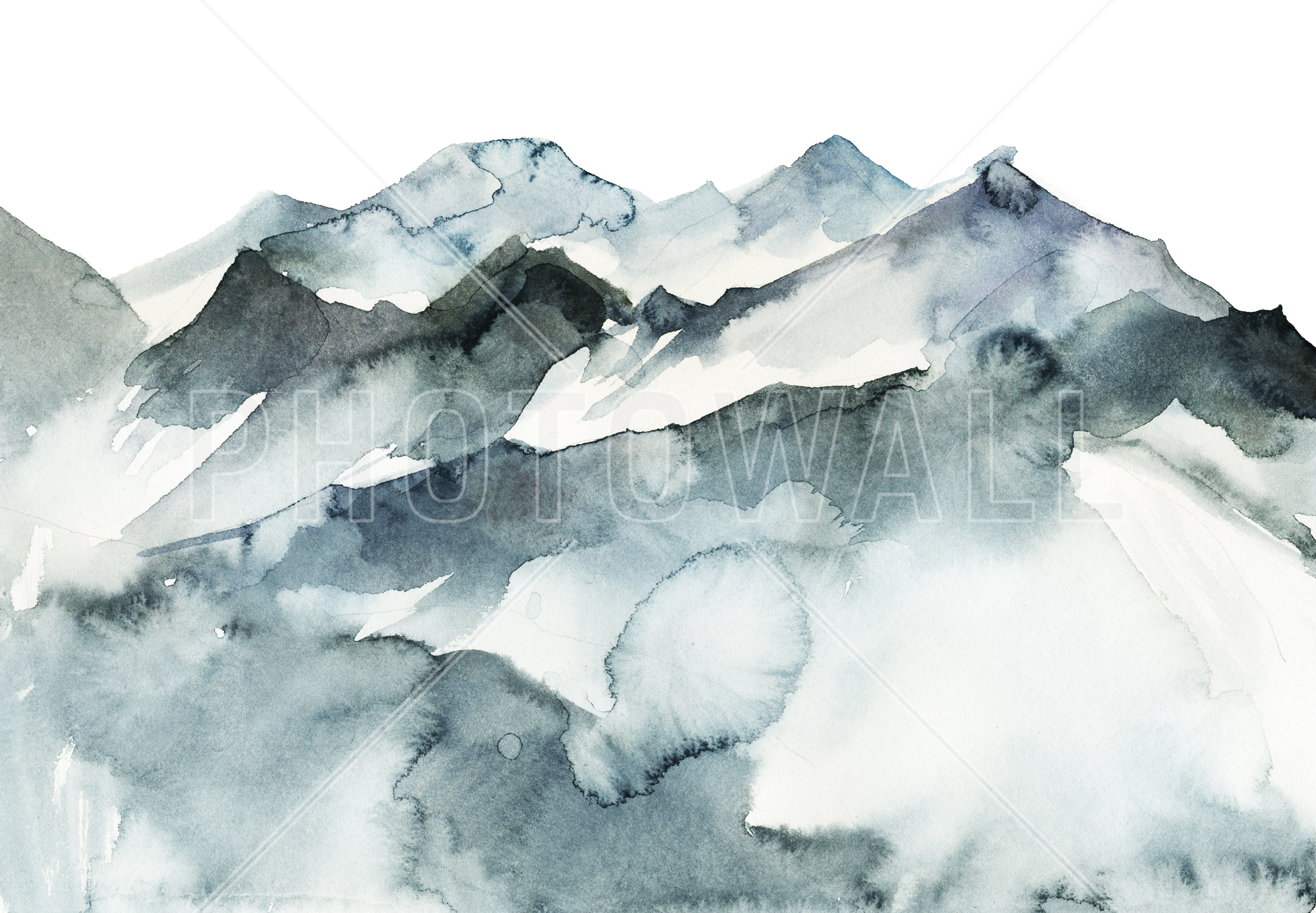 Watercolor Mountains - Wallpaper - Kitchen - HD Wallpaper 
