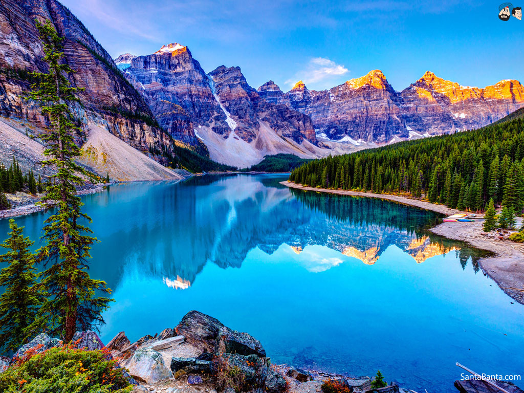 Mountain - Moraine Lake - HD Wallpaper 