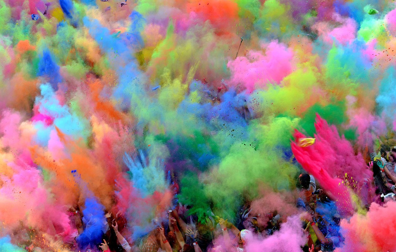 Photo Wallpaper People, Paint, Face, Holi Festival - Holi Colors Hd - HD Wallpaper 