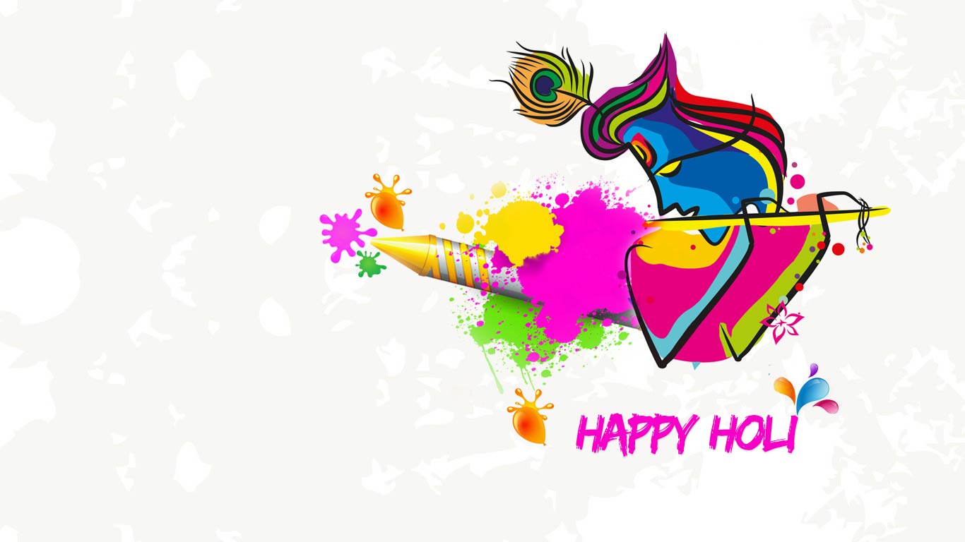 Happy Holi Logo Hd - 1366x768 Wallpaper 