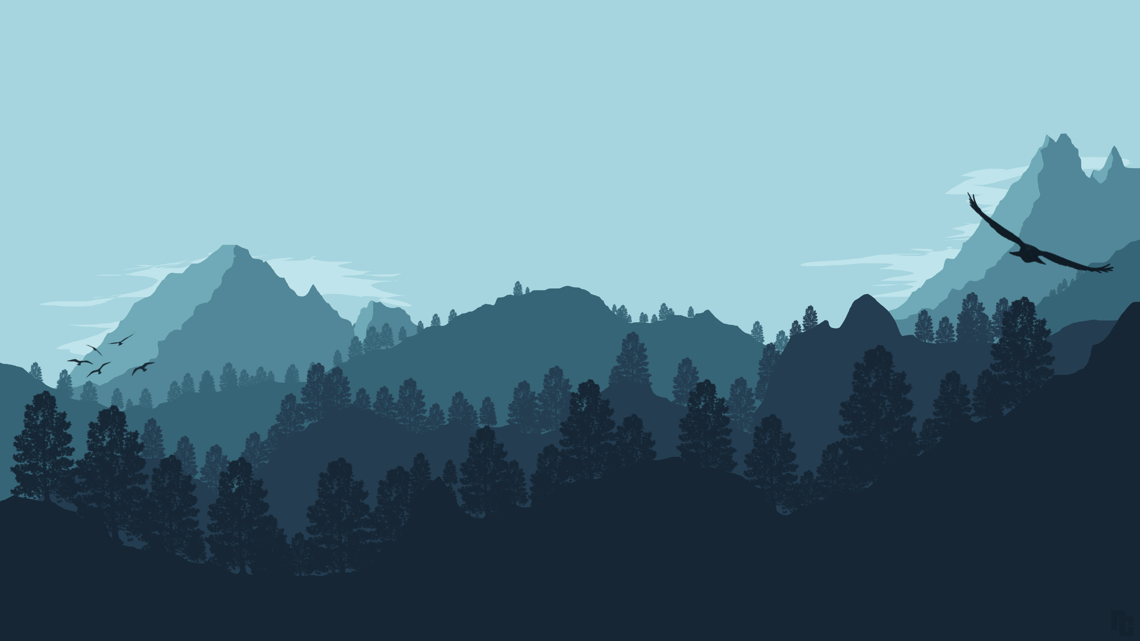 Minimalist Wallpaper Mountains - HD Wallpaper 
