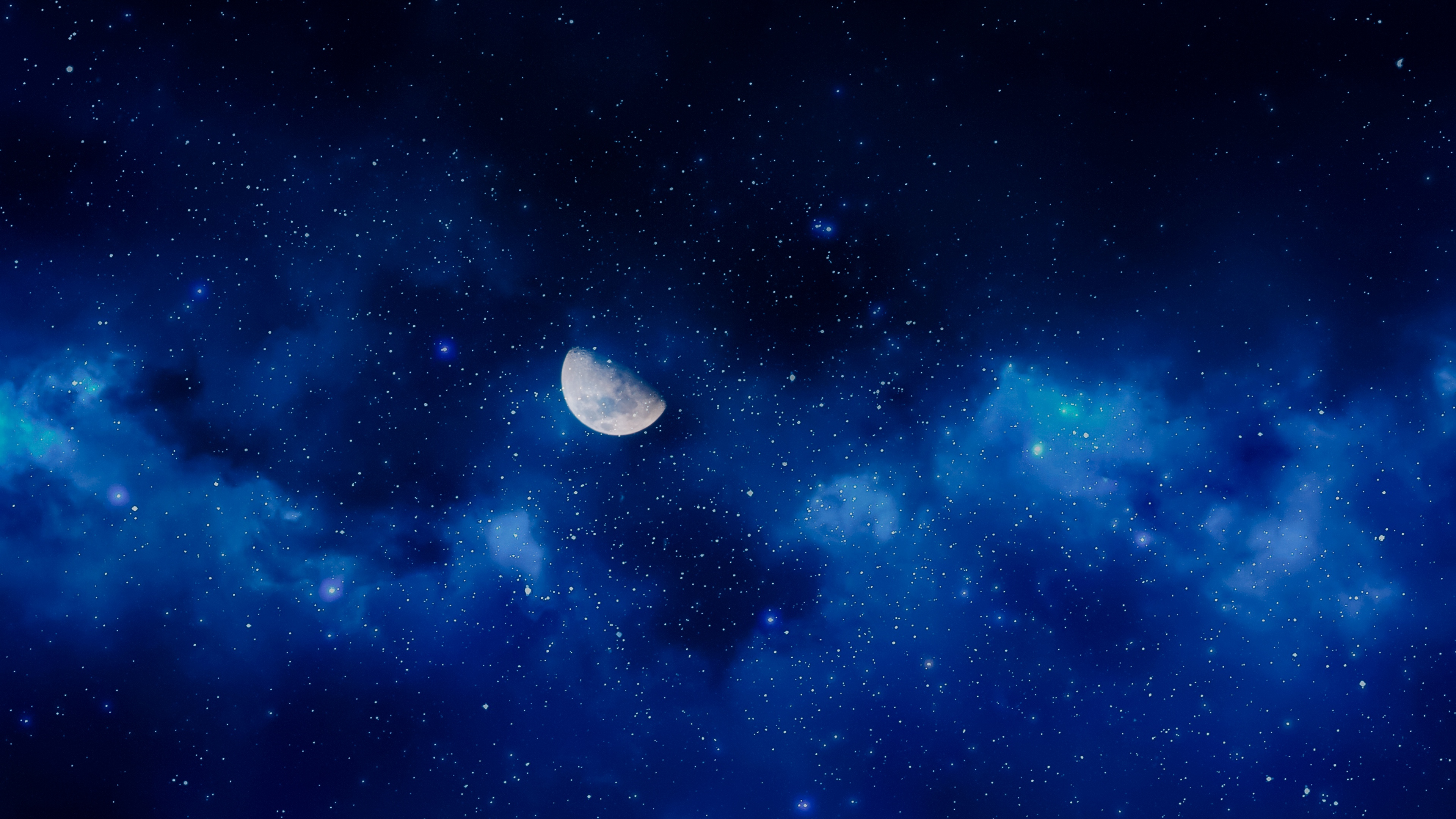 Wallpaper Moon Night Stars Sky Full Moon Iphone Blue Galaxy Background 3840x2160 Wallpaper Teahub Io