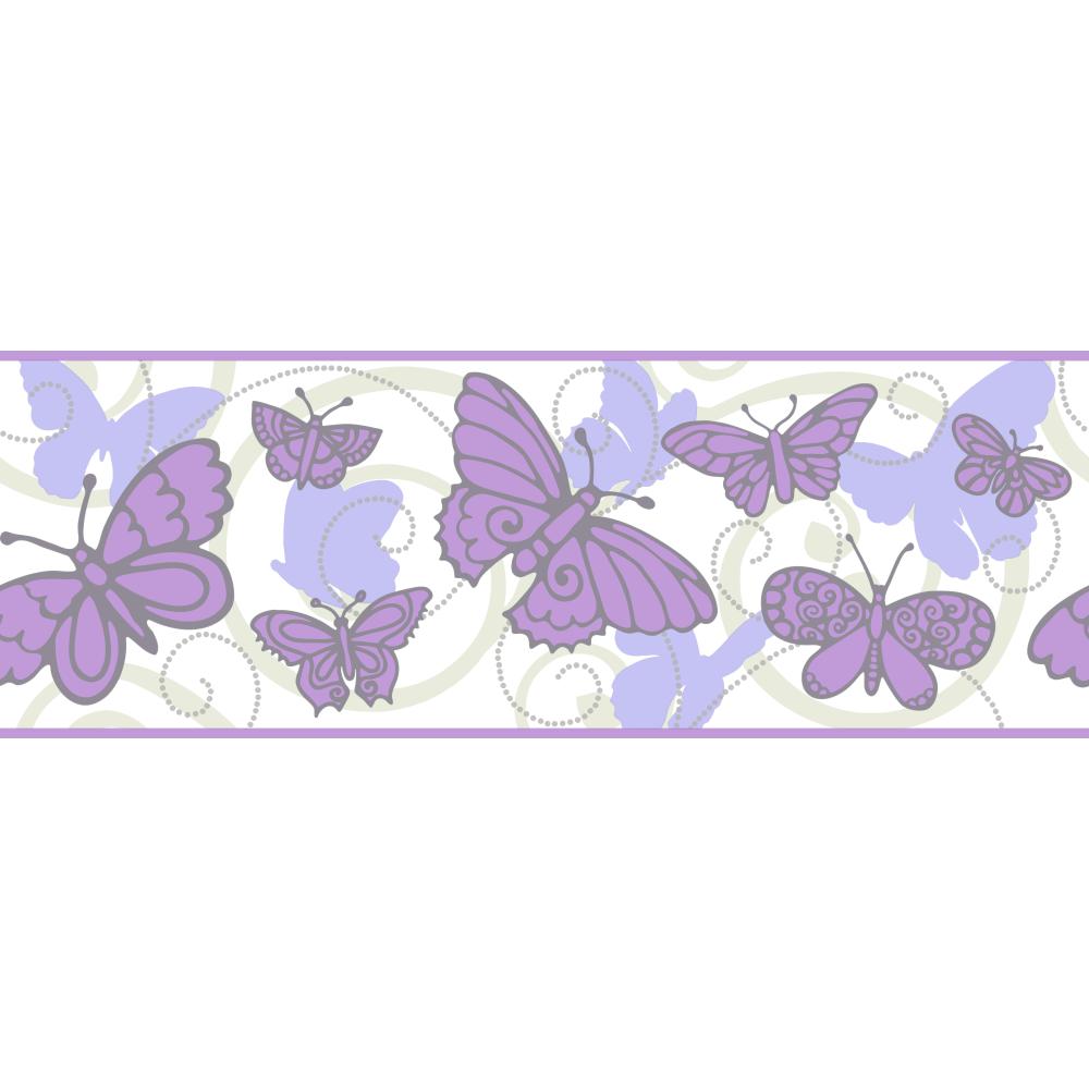 York Wallcoverings Bs5404b Room To Grow Butterfly Border - Purple And Gray Wallpaper Borders - HD Wallpaper 