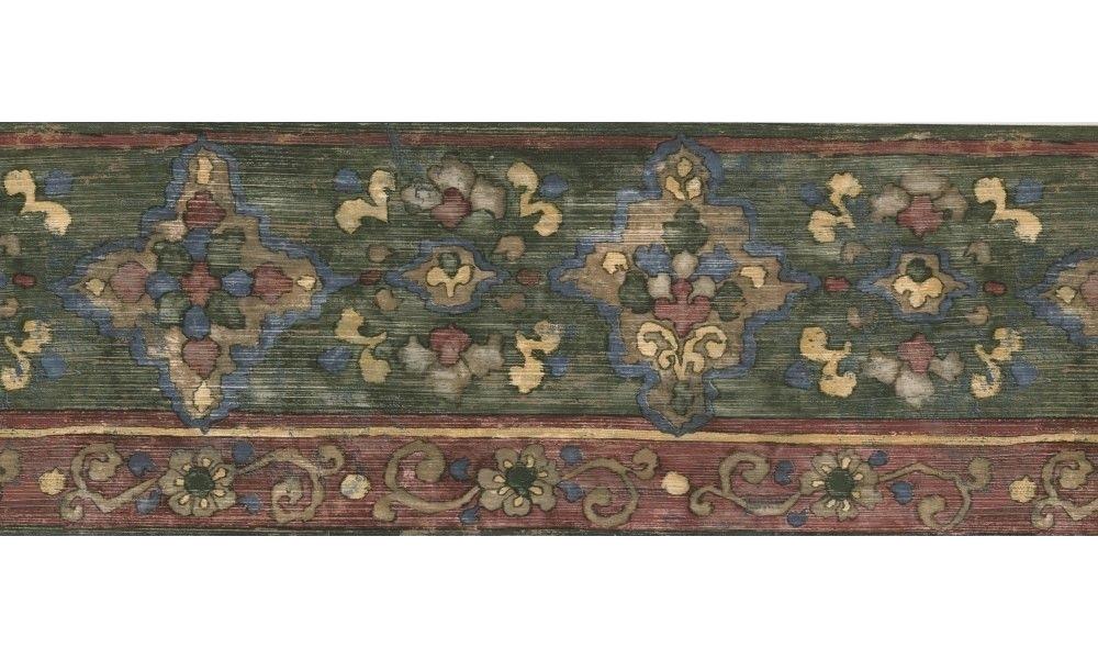 Blue Wallpaper Border Floral Borders Green Red Blue - Wallpaper - HD Wallpaper 