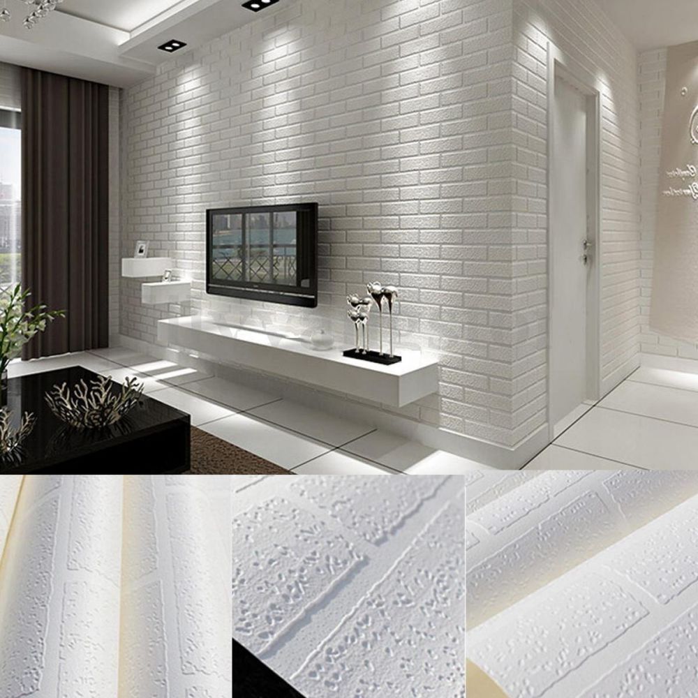 Yiyatoo White Real Looking Deep Embossed Textured 3d - White Brick Wallpaper Bathroom - HD Wallpaper 