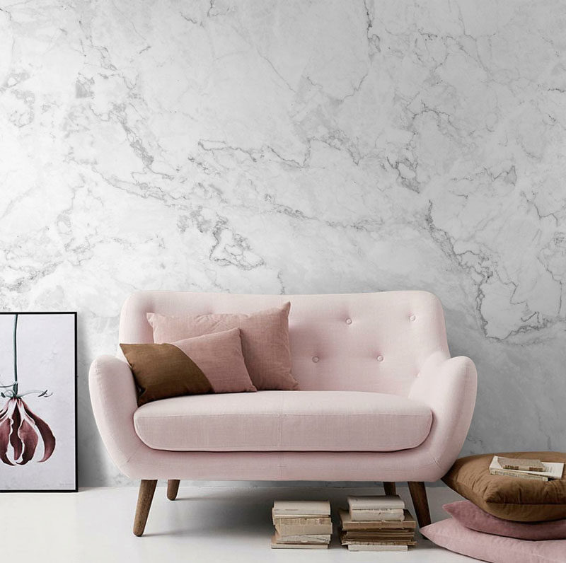 8 Examples Of Modern Marble Wallpaper // This Subtle - Marble Wallpaper Living Room - HD Wallpaper 