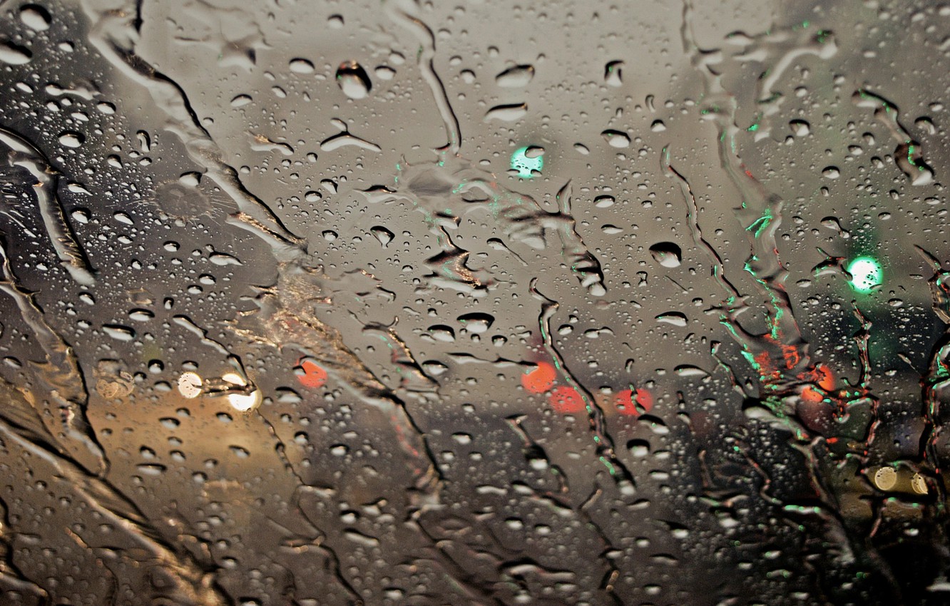 Photo Wallpaper Wet, Glass, Drops, Macro, Lights, Rain - Rain - HD Wallpaper 