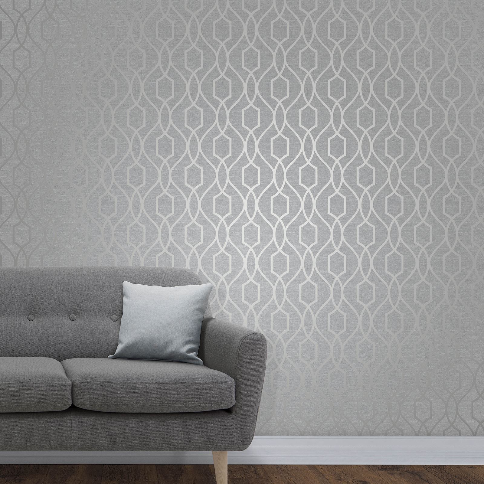 Trellis Wallpaper Teal Rose Gold Silver Copper Pink - Grey Wallpaper Living Room - HD Wallpaper 