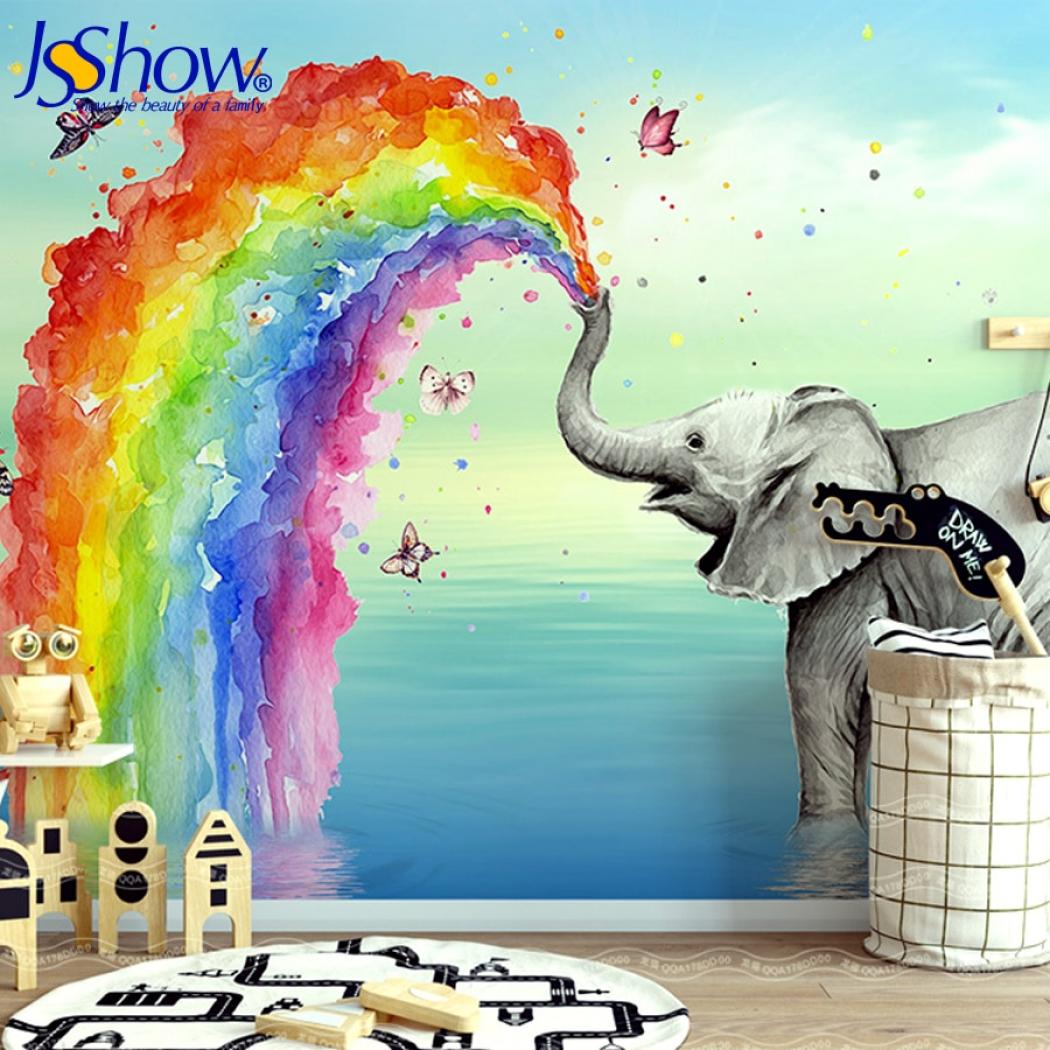 Jsshow Custom The Elephant Rainbow Sprays Water 3d - Baby Elephant Spraying Rainbow - HD Wallpaper 