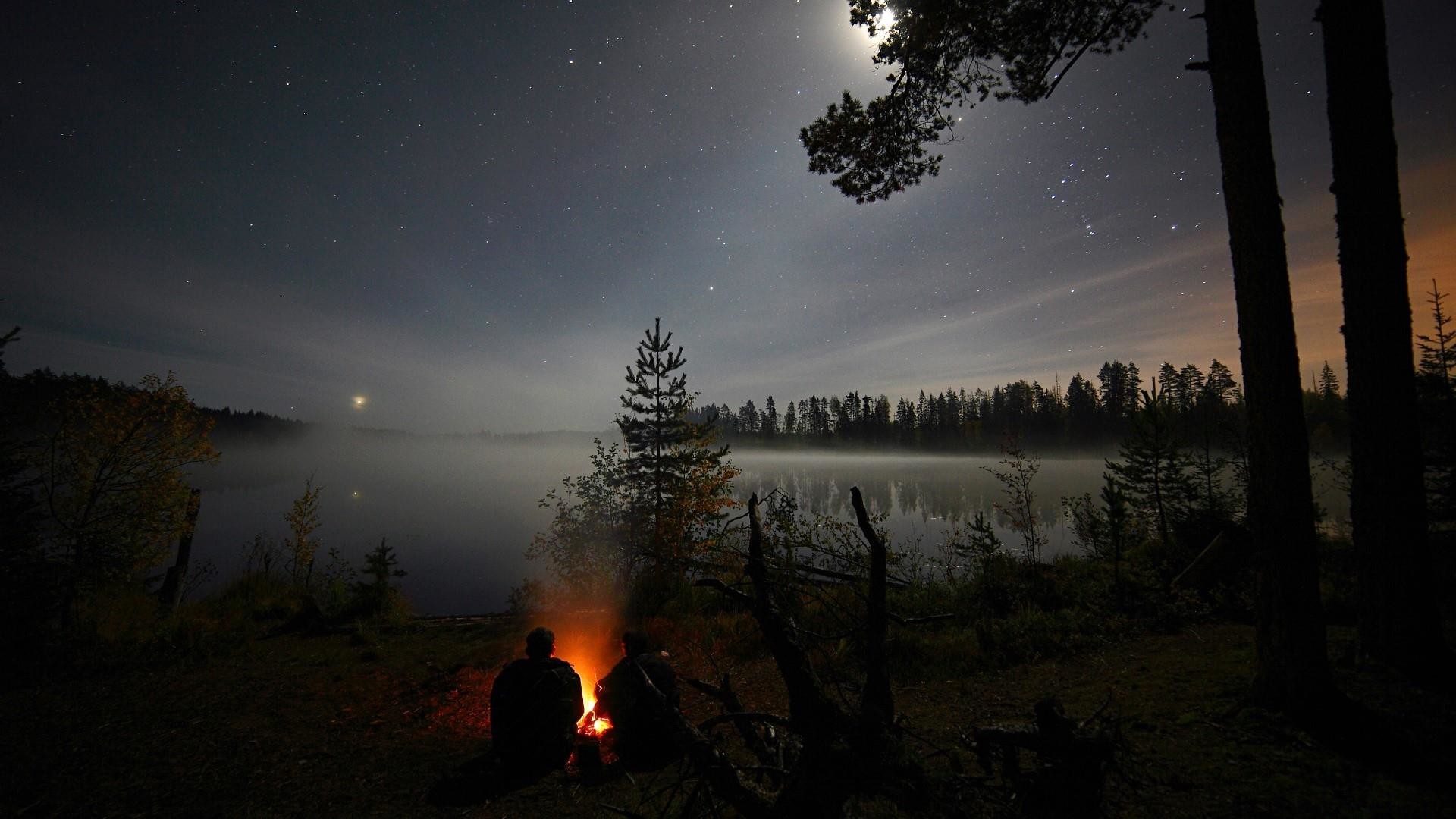 1920x1080, Firelight Under The Starry Night Wallpaper - Hd Wallpaper Starry Nights - HD Wallpaper 