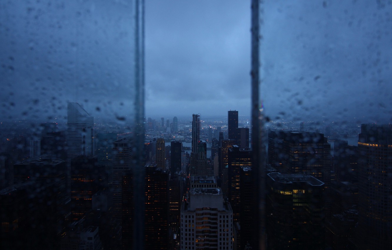 Photo Wallpaper City, Wallpaper, Rain, Window, Skyscrapers, - Skyscraper - HD Wallpaper 