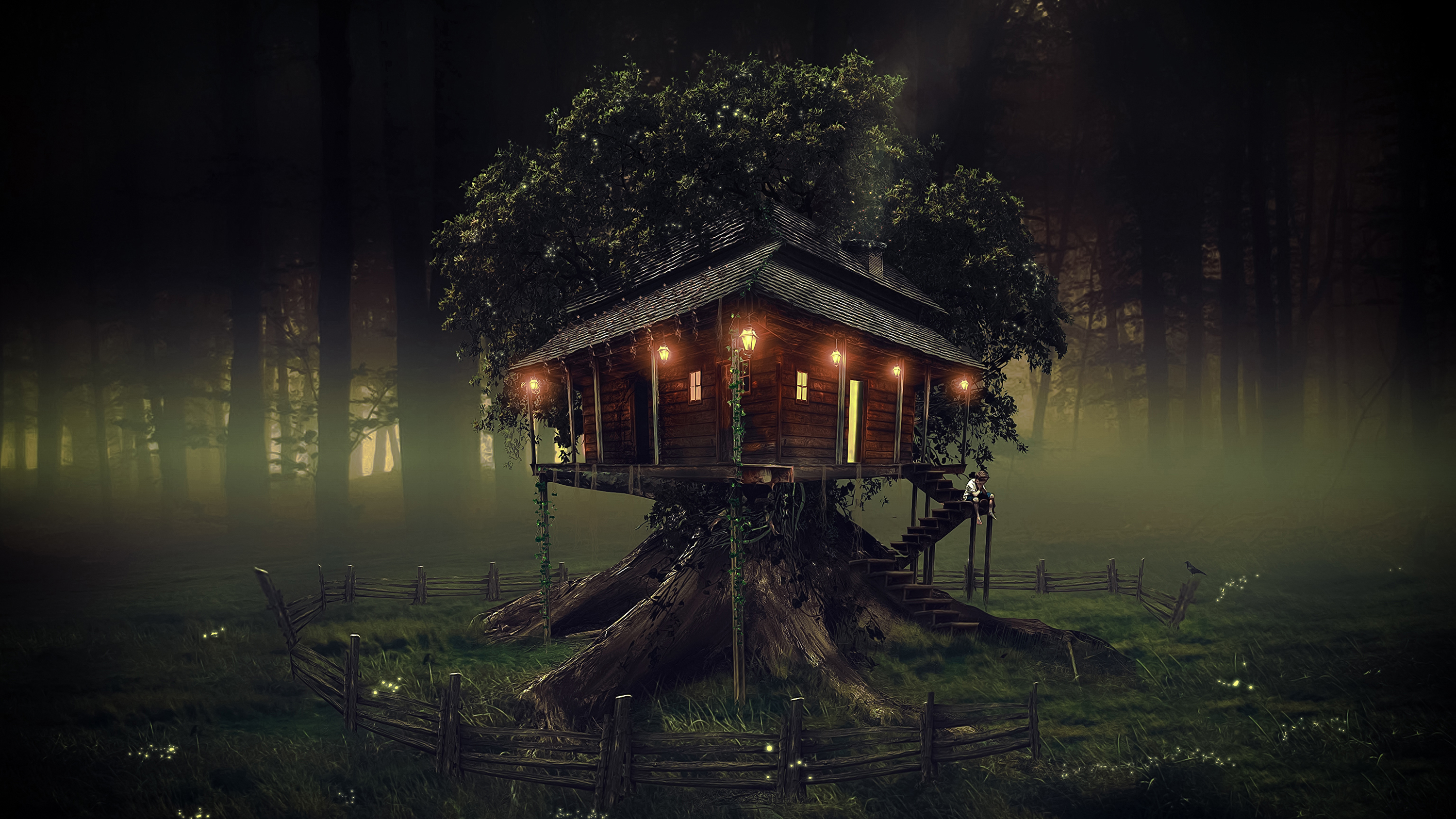 Tree House Wallpaper Hd - HD Wallpaper 