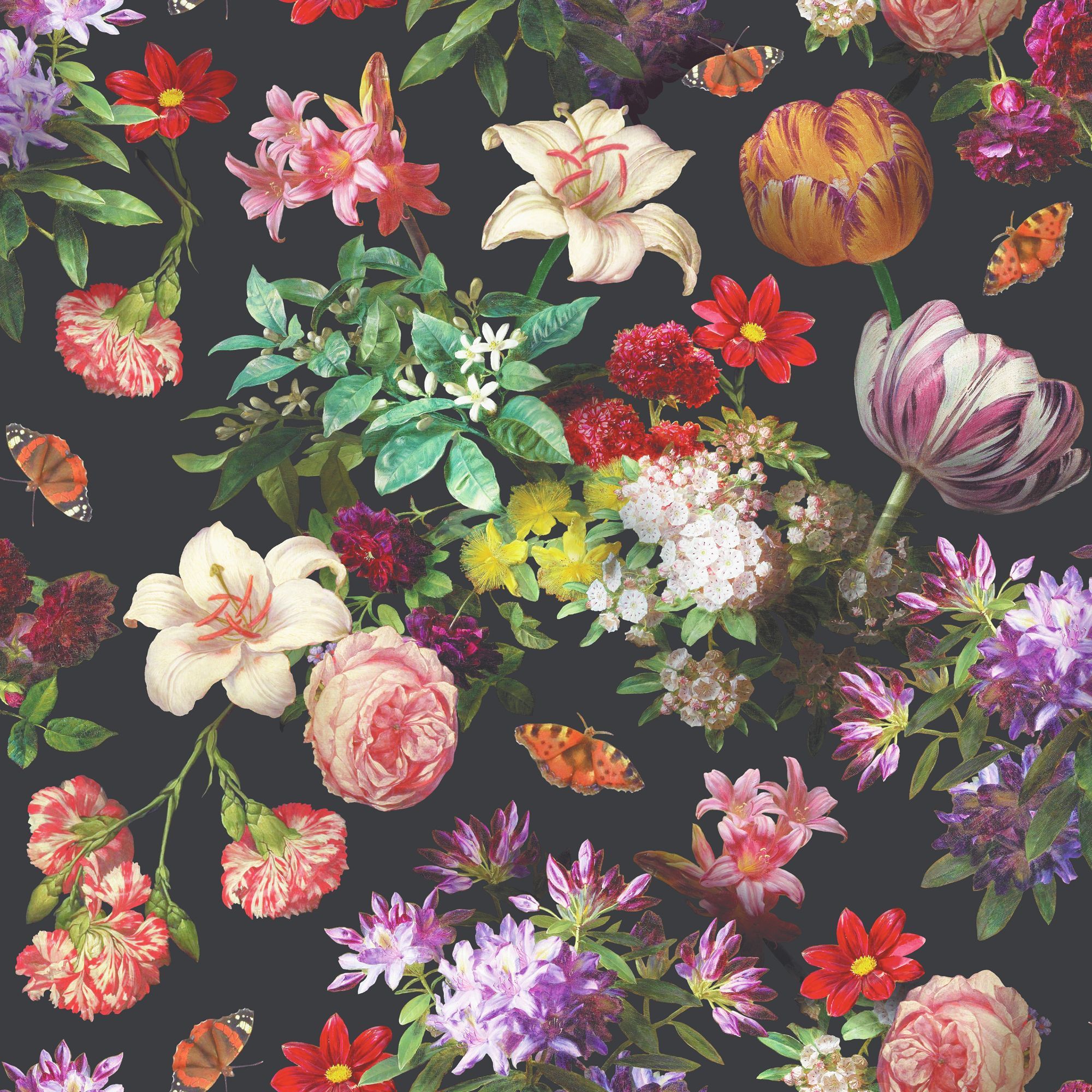 Floral Wallpaper Black - HD Wallpaper 