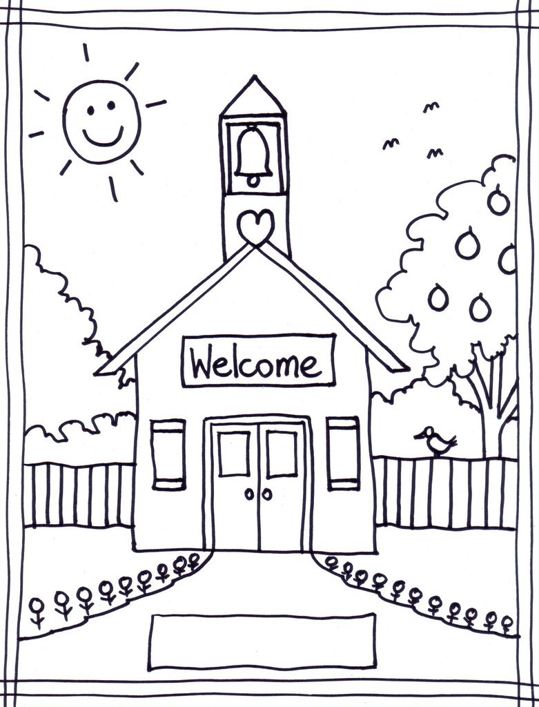 School House Coloring Page - HD Wallpaper 