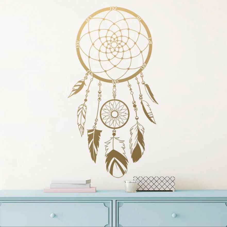 Home Decor Dream Catcher Wall Decal Boho Wall Sticker - Dreamcatcher Wallpaper Feather Mandala - HD Wallpaper 
