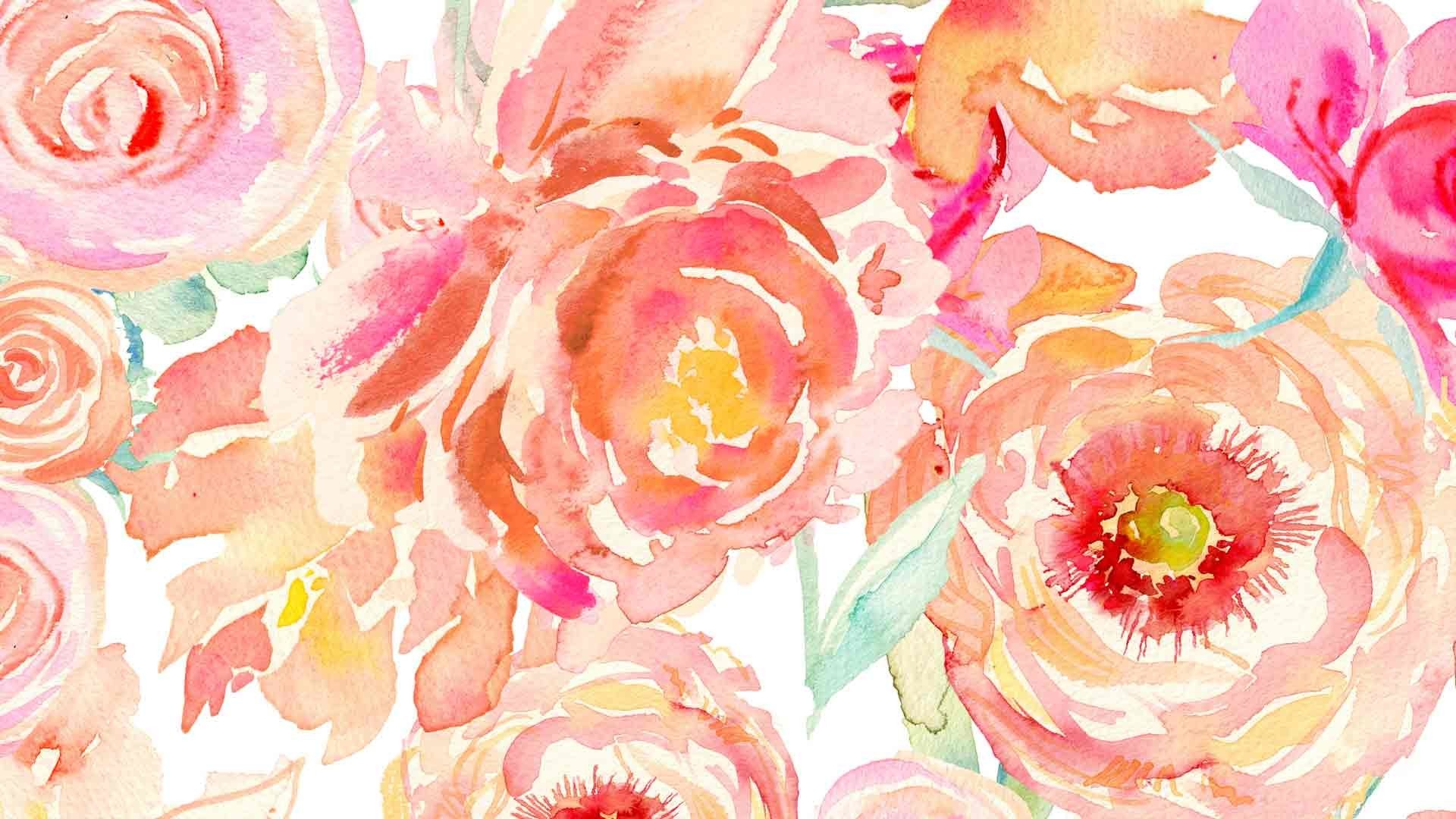 1920x1080, Flower Wallpapers 
 Data Id 46386 
 Data - Watercolor Flowers Desktop Background - HD Wallpaper 