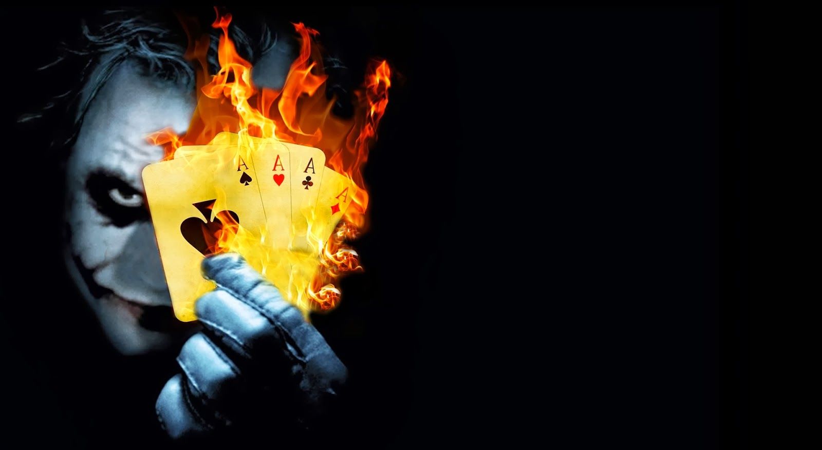 Hollywood Movies Hd Wallpapers - Burning Poker Joker Hd - 1600x877 Wallpaper  
