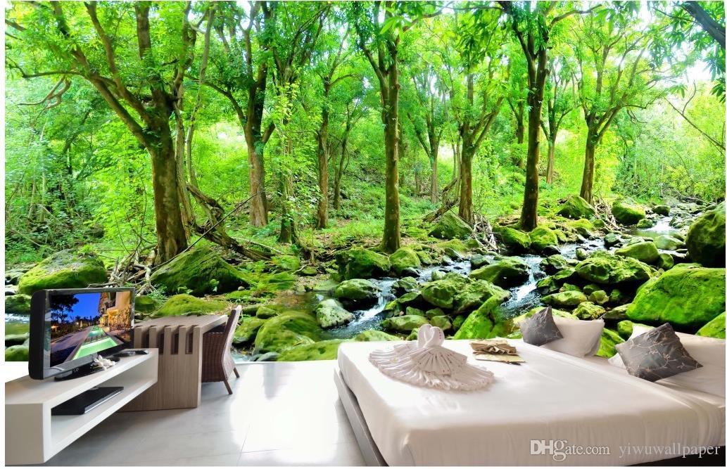 Designer Room With Nature Wall Paper - HD Wallpaper 
