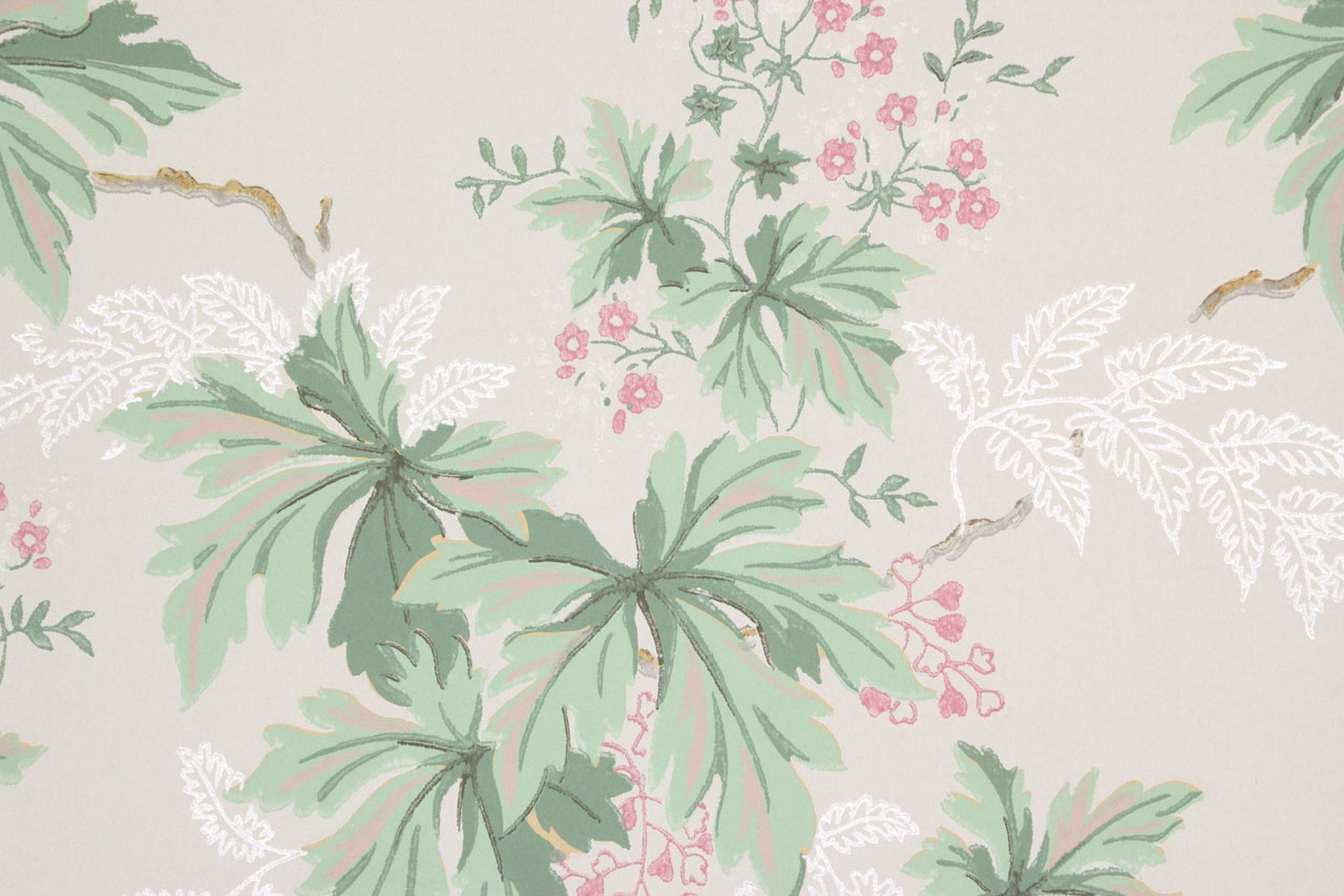 Vintage Wall Paper Leaves - HD Wallpaper 