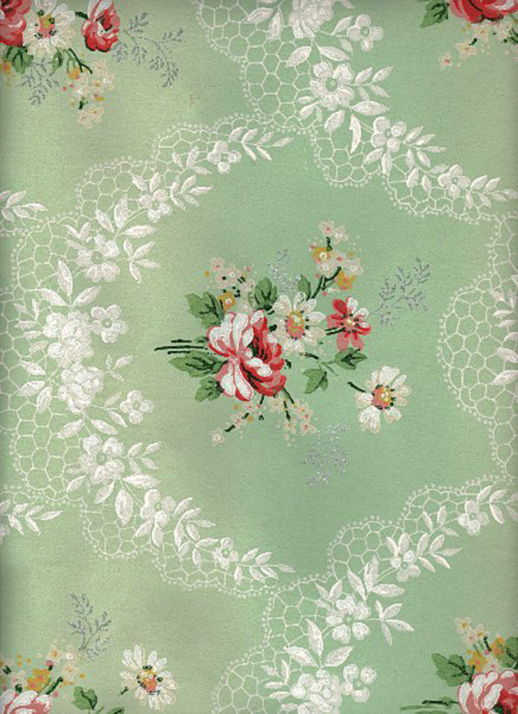 Green Floral Background Vintage - HD Wallpaper 