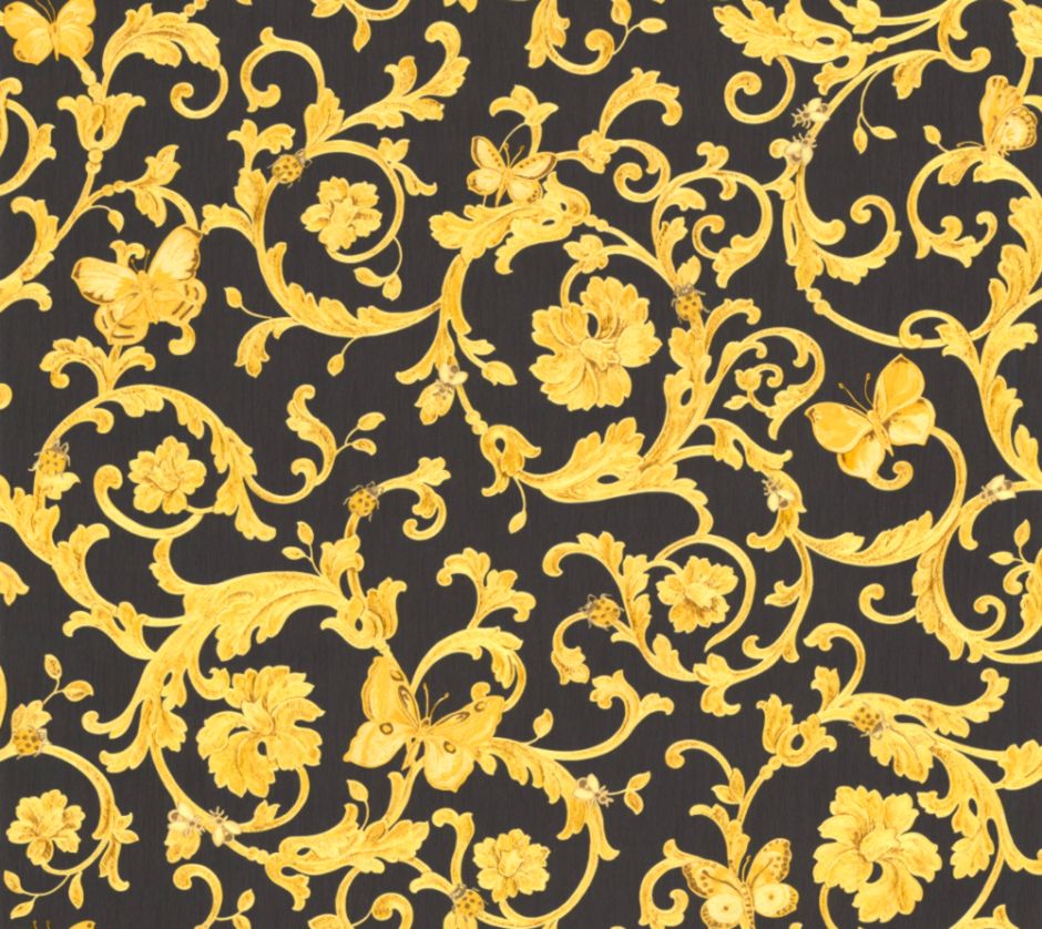 Ladybird Trail By Versace Black Gold Wallpaper Direct - Versace 壁紙 - HD Wallpaper 