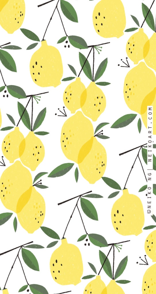 Cute Phone Backgrounds With Illustrated Lemons - Cute Phone Screen Background - HD Wallpaper 