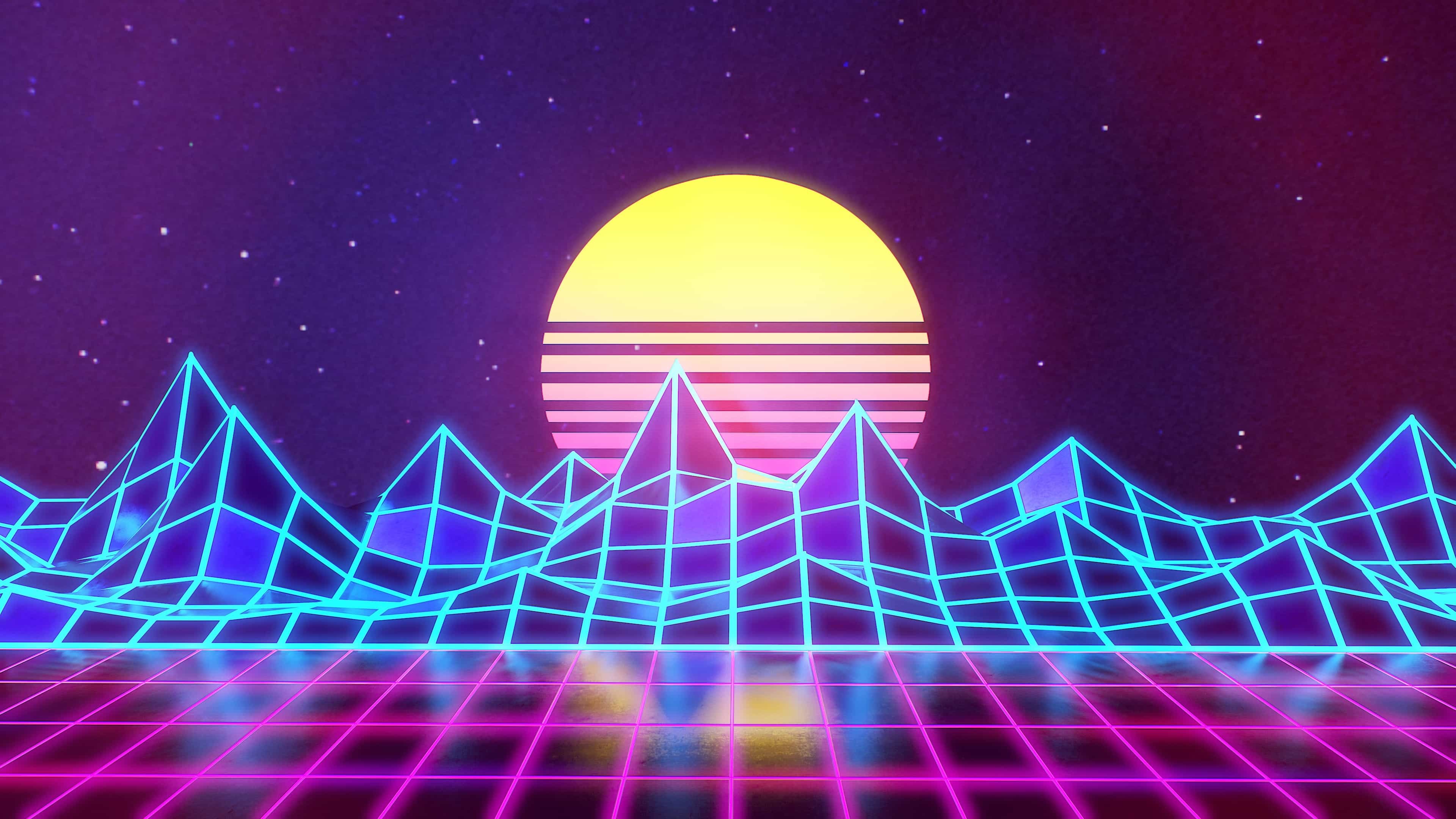 3840x2160, Synthwave - Neon 80s Background - HD Wallpaper 
