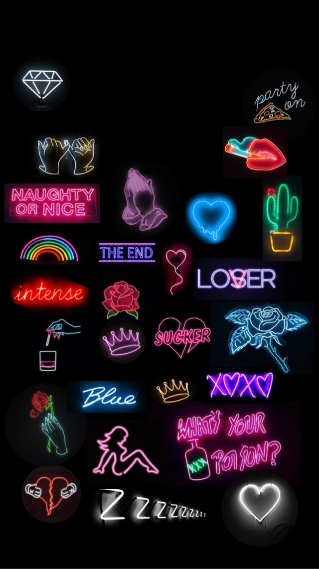 Neon, Wallpaper, And Light Image - Neon Sign Stickers Aesthic - HD Wallpaper 